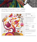 Jacobean Crewel Bird in Tree - Warm