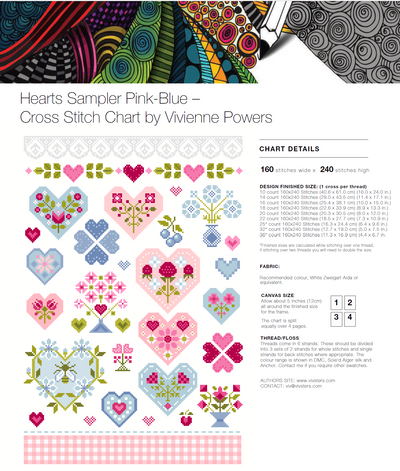 Hearts Sampler in Pink & Blue