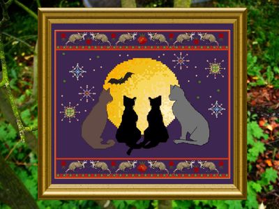 Chatelaine Designs - Halloween's Cats, Mice & Moon