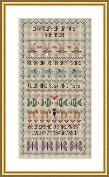 Little Dove - Baby Boy Birth Sampler