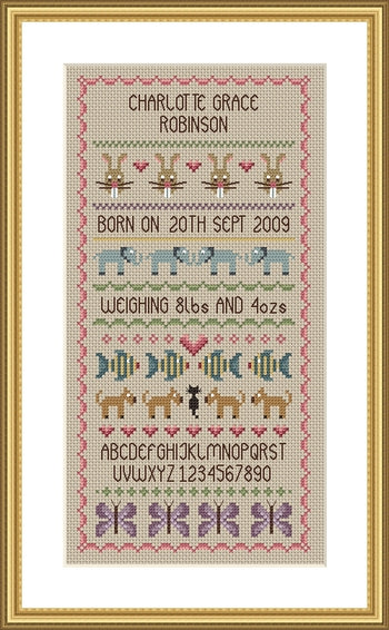 Little Dove - Baby Girl Birth Sampler