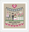 Little Dove - Pink Hearts Wedding Sampler